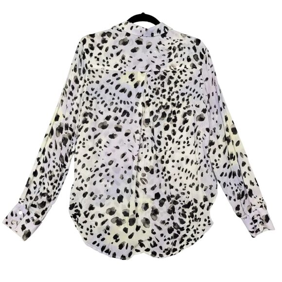 CLOTH & STONE Leopard Animal Print Flowy Long Sleeve Rayon Button Top SIZE SMALL - Picture 2 of 12
